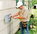 Person installing internet service 